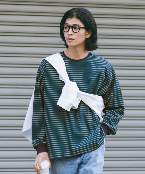 RAGEBLUE（レイジブルー）の「Extra Cotton Border Tshirt/天竺コットンボーダーロンT（Tシャツ/カットソー・メンズ・ネイビー/ホワイト/ライトブルー・MEDIUM/LARGE）」の3枚目の写真