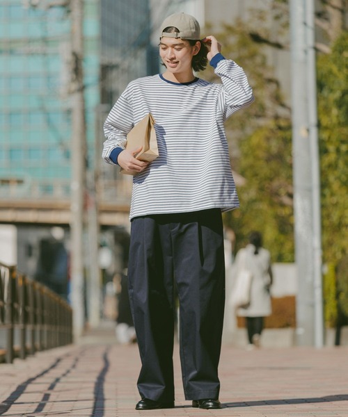 RAGEBLUE（レイジブルー）の「Extra Cotton Border Tshirt/天竺コットンボーダーロンT（Tシャツ/カットソー・メンズ・ネイビー/ホワイト/ライトブルー・MEDIUM/LARGE）」の4枚目の写真