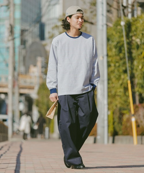 RAGEBLUE（レイジブルー）の「Extra Cotton Border Tshirt/天竺コットンボーダーロンT（Tシャツ/カットソー・メンズ・ネイビー/ホワイト/ライトブルー・MEDIUM/LARGE）」の5枚目の写真