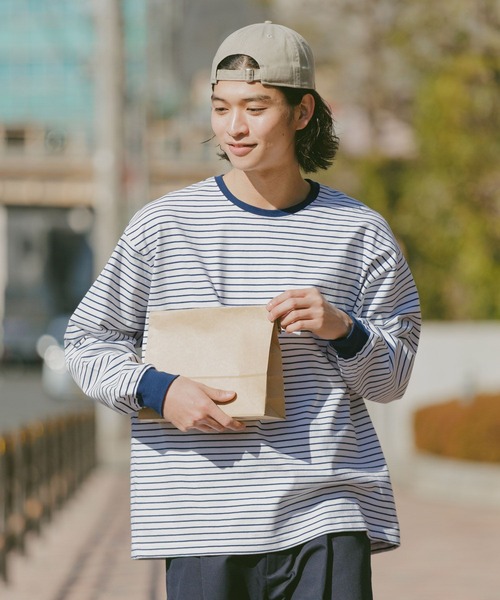 RAGEBLUE（レイジブルー）の「Extra Cotton Border Tshirt/天竺コットンボーダーロンT（Tシャツ/カットソー・メンズ・ネイビー/ホワイト/ライトブルー・MEDIUM/LARGE）」の7枚目の写真