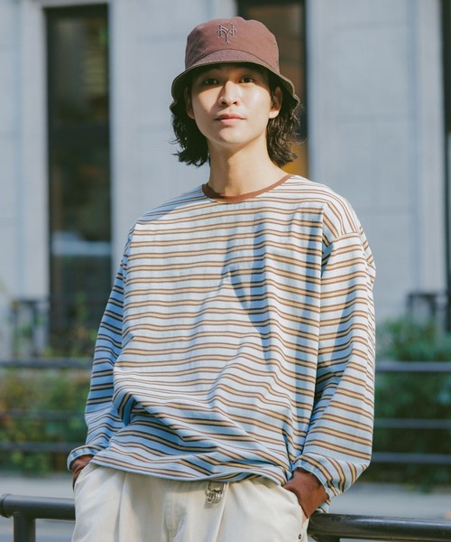 RAGEBLUE（レイジブルー）の「Extra Cotton Border Tshirt/天竺コットンボーダーロンT（Tシャツ/カットソー・メンズ・ネイビー/ホワイト/ライトブルー・MEDIUM/LARGE）」の14枚目の写真