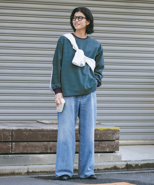 RAGEBLUE（レイジブルー）の「Extra Cotton Border Tshirt/天竺コットンボーダーロンT（Tシャツ/カットソー・メンズ・ネイビー/ホワイト/ライトブルー・MEDIUM/LARGE）」の16枚目の写真