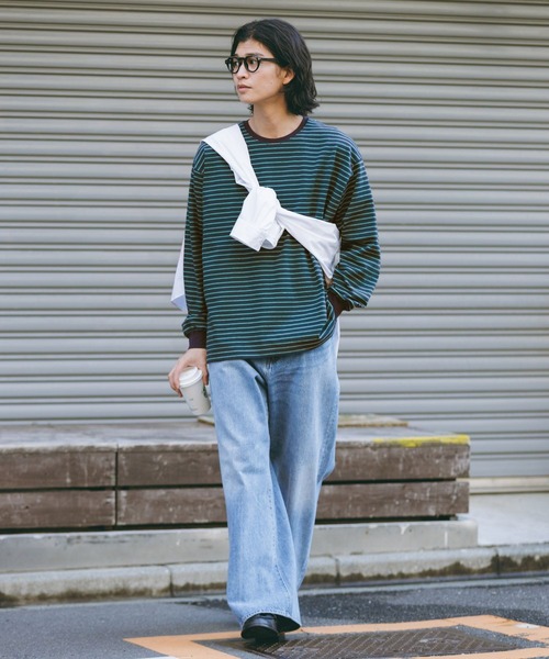 RAGEBLUE（レイジブルー）の「Extra Cotton Border Tshirt/天竺コットンボーダーロンT（Tシャツ/カットソー・メンズ・ネイビー/ホワイト/ライトブルー・MEDIUM/LARGE）」の17枚目の写真