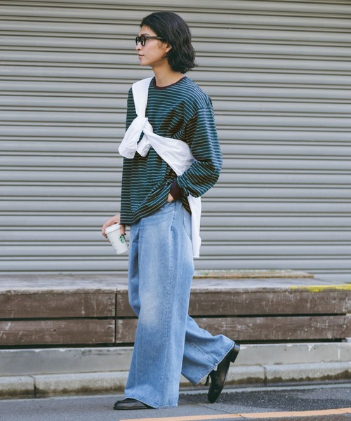 RAGEBLUE（レイジブルー）の「Extra Cotton Border Tshirt/天竺コットンボーダーロンT（Tシャツ/カットソー・メンズ・ネイビー/ホワイト/ライトブルー・MEDIUM/LARGE）」の18枚目の写真