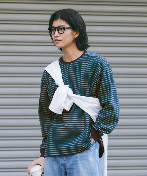 RAGEBLUE（レイジブルー）の「Extra Cotton Border Tshirt/天竺コットンボーダーロンT（Tシャツ/カットソー・メンズ・ネイビー/ホワイト/ライトブルー・MEDIUM/LARGE）」の20枚目の写真
