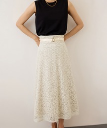 ROPE' | ベルト付きセミフレアレーススカート/イージーケア(スカート)