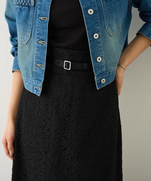 ROPE'（ロペ）の「ベルト付きセミフレアレーススカート/イージーケア（スカート・レディース・ブラック/オフホワイト・36/38）」の6枚目の写真