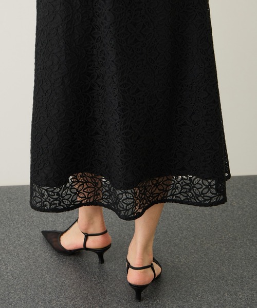 ROPE'（ロペ）の「ベルト付きセミフレアレーススカート/イージーケア（スカート・レディース・ブラック/オフホワイト・36/38）」の7枚目の写真