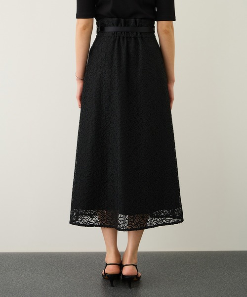 ROPE'（ロペ）の「ベルト付きセミフレアレーススカート/イージーケア（スカート・レディース・ブラック/オフホワイト・36/38）」の10枚目の写真