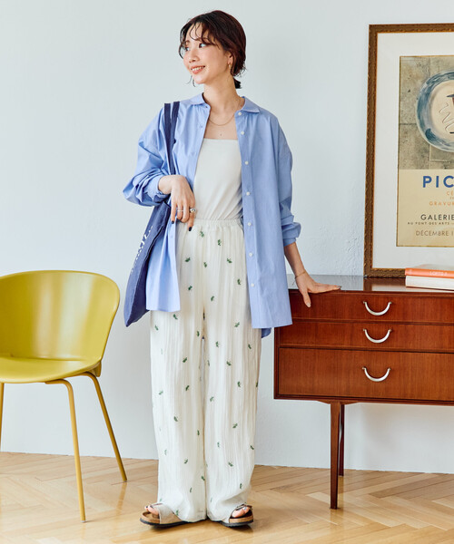 FREAK'S STORE（フリークスストア）の「限定展開　シアー 小花柄 刺繍 ルーズパンツ（その他パンツ・レディース・ブラック/モカ/ナチュラル・ﾌﾘ-）」の21枚目の写真