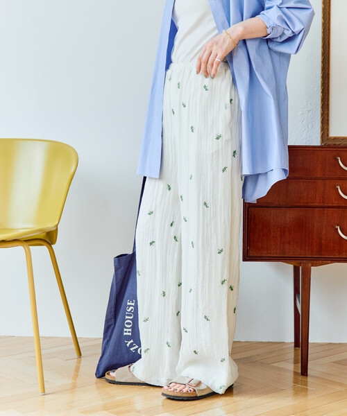 FREAK'S STORE（フリークスストア）の「限定展開　シアー 小花柄 刺繍 ルーズパンツ（その他パンツ・レディース・ブラック/モカ/ナチュラル・ﾌﾘ-）」の20枚目の写真