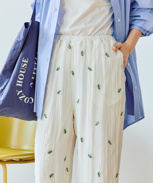 FREAK'S STORE（フリークスストア）の「限定展開　シアー 小花柄 刺繍 ルーズパンツ（その他パンツ・レディース・ブラック/モカ/ナチュラル・ﾌﾘ-）」の18枚目の写真