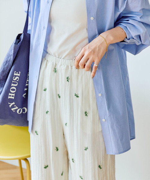 FREAK'S STORE（フリークスストア）の「限定展開　シアー 小花柄 刺繍 ルーズパンツ（その他パンツ・レディース・ブラック/モカ/ナチュラル・ﾌﾘ-）」の17枚目の写真