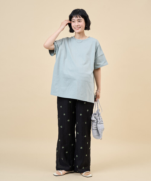 FREAK'S STORE（フリークスストア）の「限定展開　シアー 小花柄 刺繍 ルーズパンツ（その他パンツ・レディース・ブラック/モカ/ナチュラル・ﾌﾘ-）」の6枚目の写真