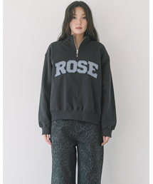 HAVISM（ヘビズム）の「ROSE APLIQUE QUARTER ZIP SWEATSHIRT(CHARCOAL)（スウェット）」