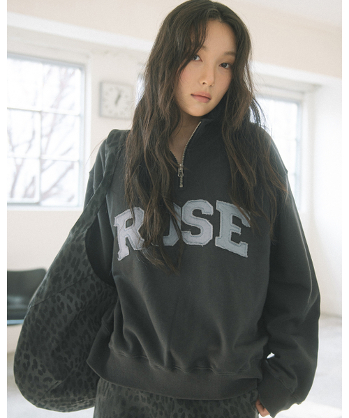 HAVISM（ヘビズム）の「ROSE APLIQUE QUARTER ZIP SWEATSHIRT(CHARCOAL)（スウェット・レディース・その他・ONE SIZE）」の4枚目の写真