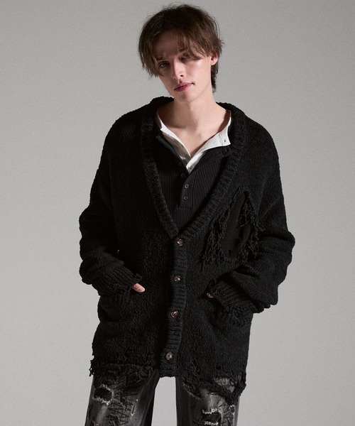 GRANCY】Damage Boucle Knit Cardigan / ダメージデザインブークレ