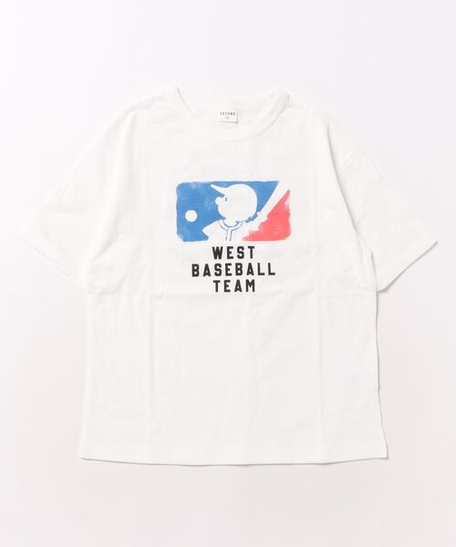 2nd(セカンド)の「ジーンズベーセカンド BASEBALL TEAM Tシャツ(Tシャツ/カットソー・キッズ・パープル/オフホワイト・110cm/120cm/130cm/140cm/150cm/160cm)」の1枚目の写真
