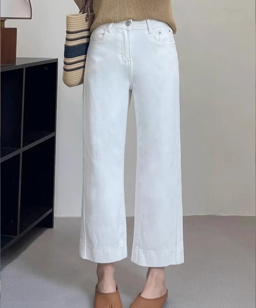 SallyLunn(サリーラン)の「ハイウエストセミワイドデニムパンツ(デニムパンツ・レディース・ブルー/ホワイト・LARGE/MEDIUM)」の3枚目の写真