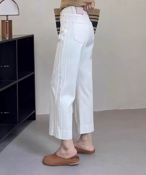 SallyLunn(サリーラン)の「ハイウエストセミワイドデニムパンツ(デニムパンツ・レディース・ブルー/ホワイト・LARGE/MEDIUM)」の5枚目の写真