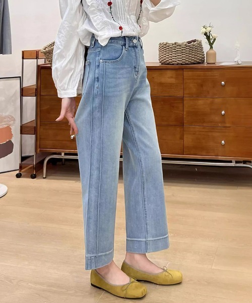 SallyLunn(サリーラン)の「ハイウエストセミワイドデニムパンツ(デニムパンツ・レディース・ブルー/ホワイト・LARGE/MEDIUM)」の10枚目の写真