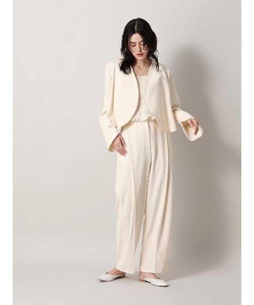 CIS.（シス）の「CIS. カーブショートジャケット ウォッシャブル ストレッチ ポリエステルカルゼ 無地（テーラードジャケット・レディース・ブラック/オフホワイト・36(7号)/38(9号)）」の18枚目の写真