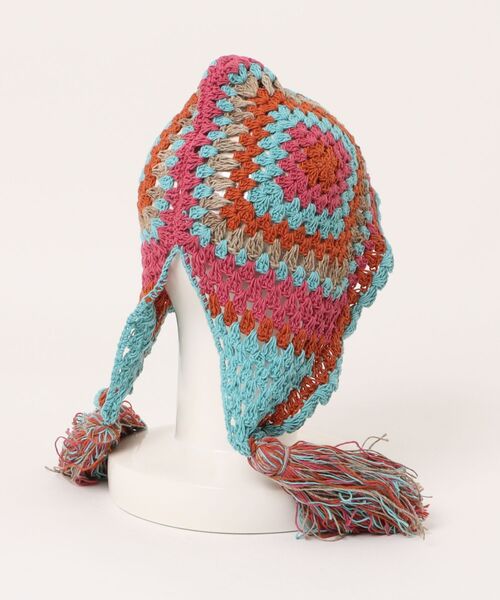 チャイハネ（チャイハネ）の「【チャイハネ】シュマル耳付き手編みキャップ（ニットキャップ/ビーニー・レディース・グレー/ライトブルー・FREE）」の4枚目の写真