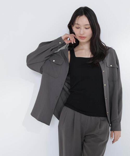 NATURAL BEAUTY BASIC(ナチュラルビューティーベーシック)の「◇ カップ付インナーシリーズ タンクトップ(タンクトップ・レディース・オフホワイト/ブラック・FREE)」の4枚目の写真