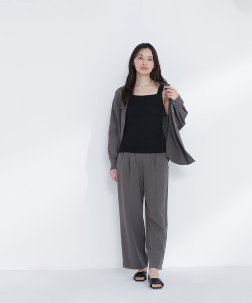 NATURAL BEAUTY BASIC（ナチュラルビューティーベーシック）の「◇ カップ付インナーシリーズ タンクトップ（タンクトップ・レディース・オフホワイト/ブラック・FREE）」の14枚目の写真