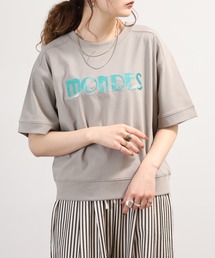 TOBECHIC スパンコール花 Tシャツ ハートスパンコール半袖Tシャツ / カットソー（Tシャツ/カットソー