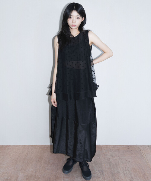 Bshop(ビショップ)の「eunoia | チューリップ コンビ ロングスカート WOMEN(スカート・レディース・ブラック・ONE)」の5枚目の写真