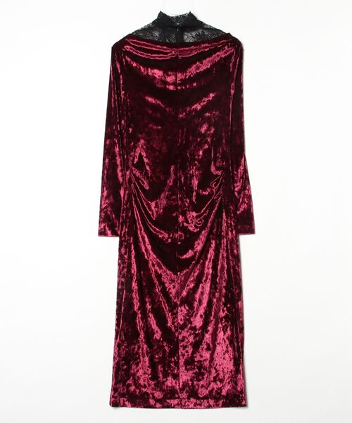 JOHN LAWRENCE SULLIVAN（ジョンローレンスサリバン）の「CRUSHED VELOUR GATHERED DRESS（ドレス・レディース・ブラック/ボルドー・SMALL）」の5枚目の写真