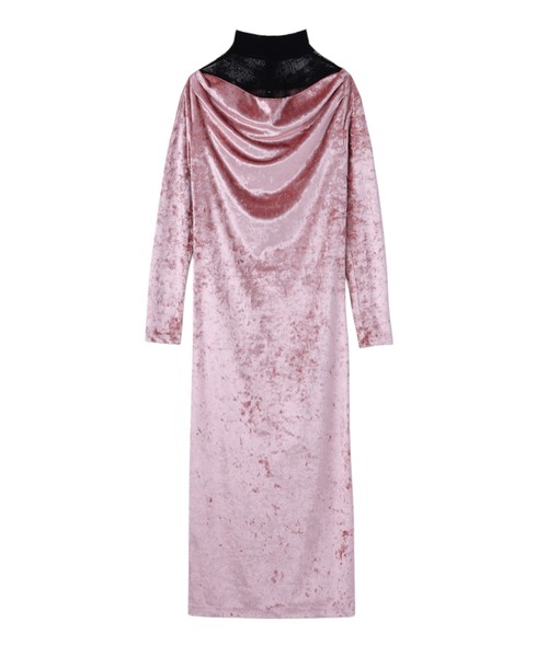JOHN LAWRENCE SULLIVAN(ジョンローレンスサリバン)の「CRUSHED VELOUR GATHERED DRESS(ドレス・レディース・ブラック/ボルドー/ピンク・SMALL)」の2枚目の写真