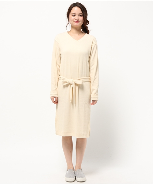 Chico(チコ)の「【who's who Chico】テレコVネック紐付ワンピース(ワンピース・レディース・アイボリー/ピンクベージュ/ライトグレー・FREE)」の8枚目の写真