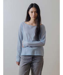 WIDE NECK SHEER T-SHIRT SKY