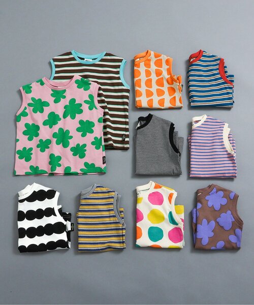BREEZE（ブリーズ）の「【WEB限定】レトロ総柄&ボーダータンクトップ（タンクトップ・キッズ・ブラック/ブルー/オフホワイト/ターコイズブルー/ブラウン/ピンク/サーモンピンク/チャコール/オレンジ/イエロー・100/110/120/130/140/90）」の11枚目の写真