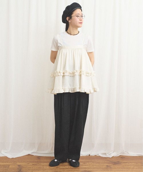 fig London(フィグロンドン)の「pure satin apron(スカート・レディース・ブラック/ホワイト・FREE)」の5枚目の写真