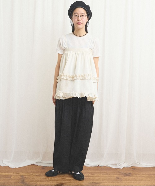 fig London(フィグロンドン)の「pure satin apron(スカート・レディース・ブラック/ホワイト・FREE)」の6枚目の写真