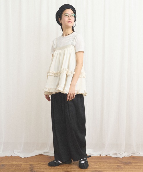 fig London(フィグロンドン)の「pure satin apron(スカート・レディース・ブラック/ホワイト・FREE)」の7枚目の写真