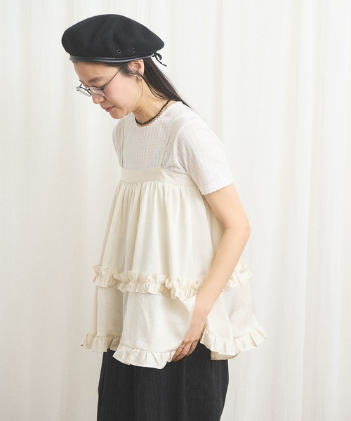 fig London(フィグロンドン)の「pure satin apron(スカート・レディース・ブラック/ホワイト・FREE)」の4枚目の写真