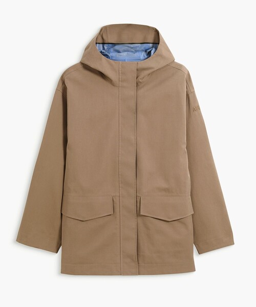 AIGLE(エーグル)の「透湿防水 3レイヤー ショートフレアジャケット(マウンテンパーカー・レディース・ダークネイビー/サンドベージュ/パープル・S/XS/M)」の2枚目の写真