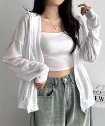 シアー ジップアップパーカー