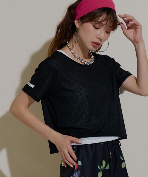 bohmal（ボマール）の「前後2wayシアーTシャツ（Tシャツ/カットソー・レディース・ライム/ホワイト/ブラック/ブルー・LL～3L/M-L）」の3枚目の写真