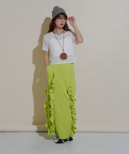 bohmal（ボマール）の「前後2wayシアーTシャツ（Tシャツ/カットソー・レディース・ライム/ホワイト/ブラック/ブルー・LL～3L/M-L）」の19枚目の写真