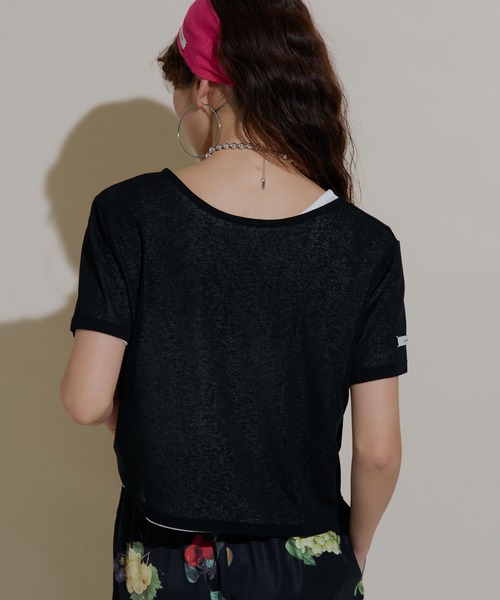 bohmal（ボマール）の「前後2wayシアーTシャツ（Tシャツ/カットソー・レディース・ライム/ホワイト/ブラック/ブルー・LL～3L/M-L）」の16枚目の写真