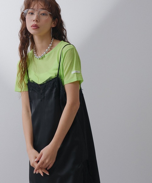 bohmal（ボマール）の「前後2wayシアーTシャツ（Tシャツ/カットソー・レディース・ライム/ホワイト/ブラック/ブルー・LL～3L/M-L）」の7枚目の写真