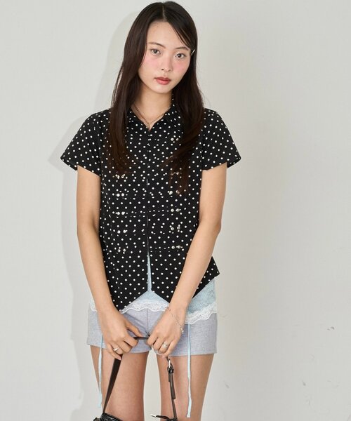 WHO'S WHO gallery(フーズフーギャラリー)の「【WEB限定】ナポレオンコンパクト半袖シャツ(シャツ/ブラウス・レディース・ブラック/ホワイト系その他/ブラック系その他/オフホワイト・FREE)」の17枚目の写真