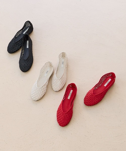 Andemiu（アンデミュウ）の「ラウンドメッシュフラットシューズ634249（その他シューズ・レディース・レッド/アイボリー/ブラック・MEDIUM/SMALL）」の6枚目の写真