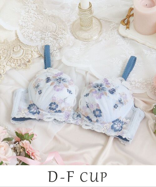 Risa Magli(リサマリ)の「ダニエラ ブラジャー (D-F) <V Make Type>(ブラジャー・レディース・ブルー/ベビーピンク/ホワイト・E75/E70/E65/D80/D75/D70/D65/F80/F75/F70/F65/E80)」の2枚目の写真