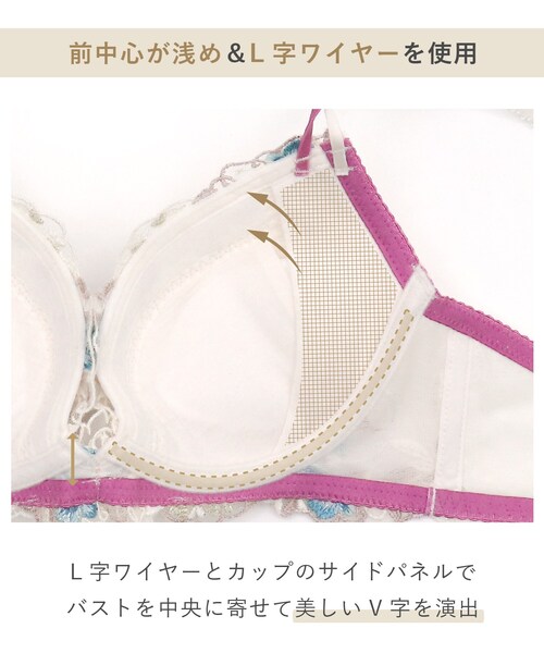 Risa Magli(リサマリ)の「ダニエラ ブラジャー (D-F) <V Make Type>(ブラジャー・レディース・ブルー/ベビーピンク/ホワイト・E75/E70/E65/D80/D75/D70/D65/F80/F75/F70/F65/E80)」の9枚目の写真